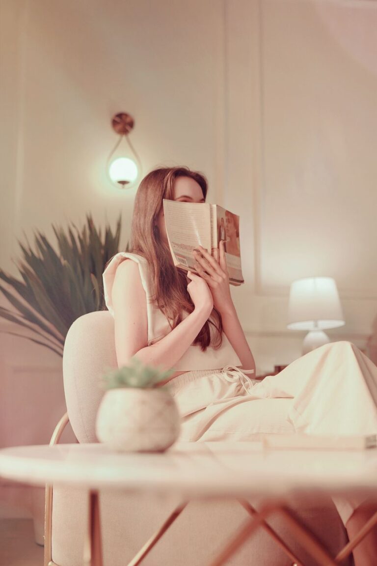 peaceful reading moment in elegant setting
